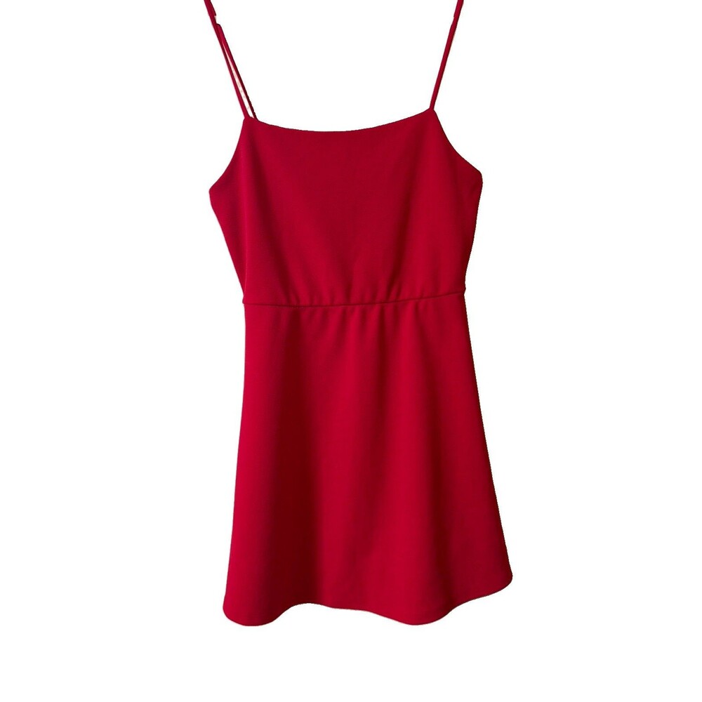 Wild Fable Red Spaghetti Strap Square Neck Mini Skater Dress Size M Women’s